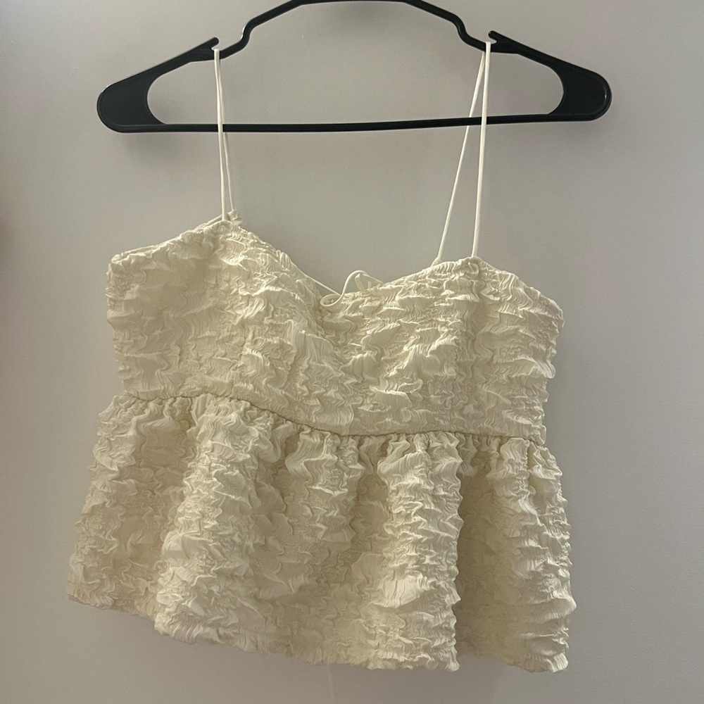 Elegant Cream Ruffled Women's Top